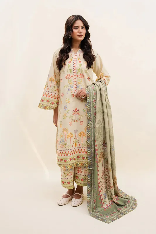 Maryum N Maria Latte Layers Pret Ivory Khaddar – view 1 – Poshaq