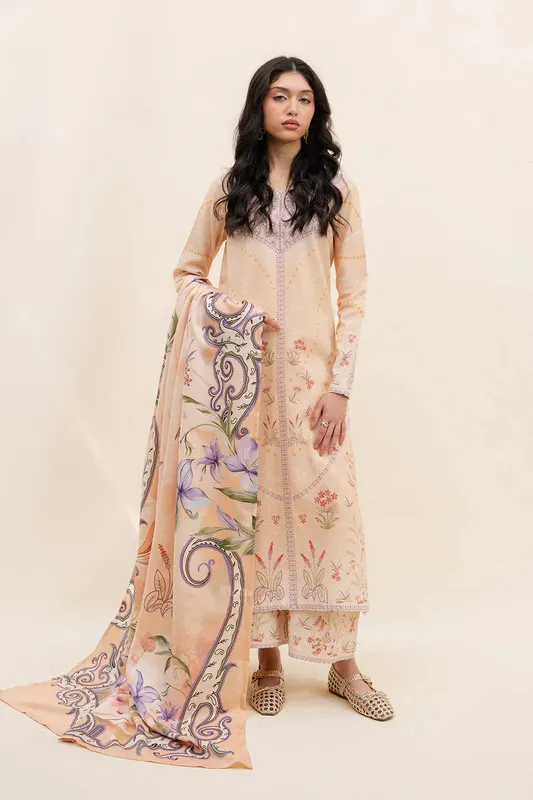 Maryum N Maria Latte Layers Pret Ivory Khaddar – view 1 – Poshaq