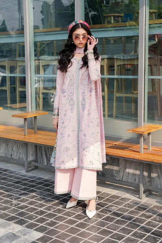 Maryum N Maria Latte Layers Pret Pink Khaddar – view 1 – Poshaq