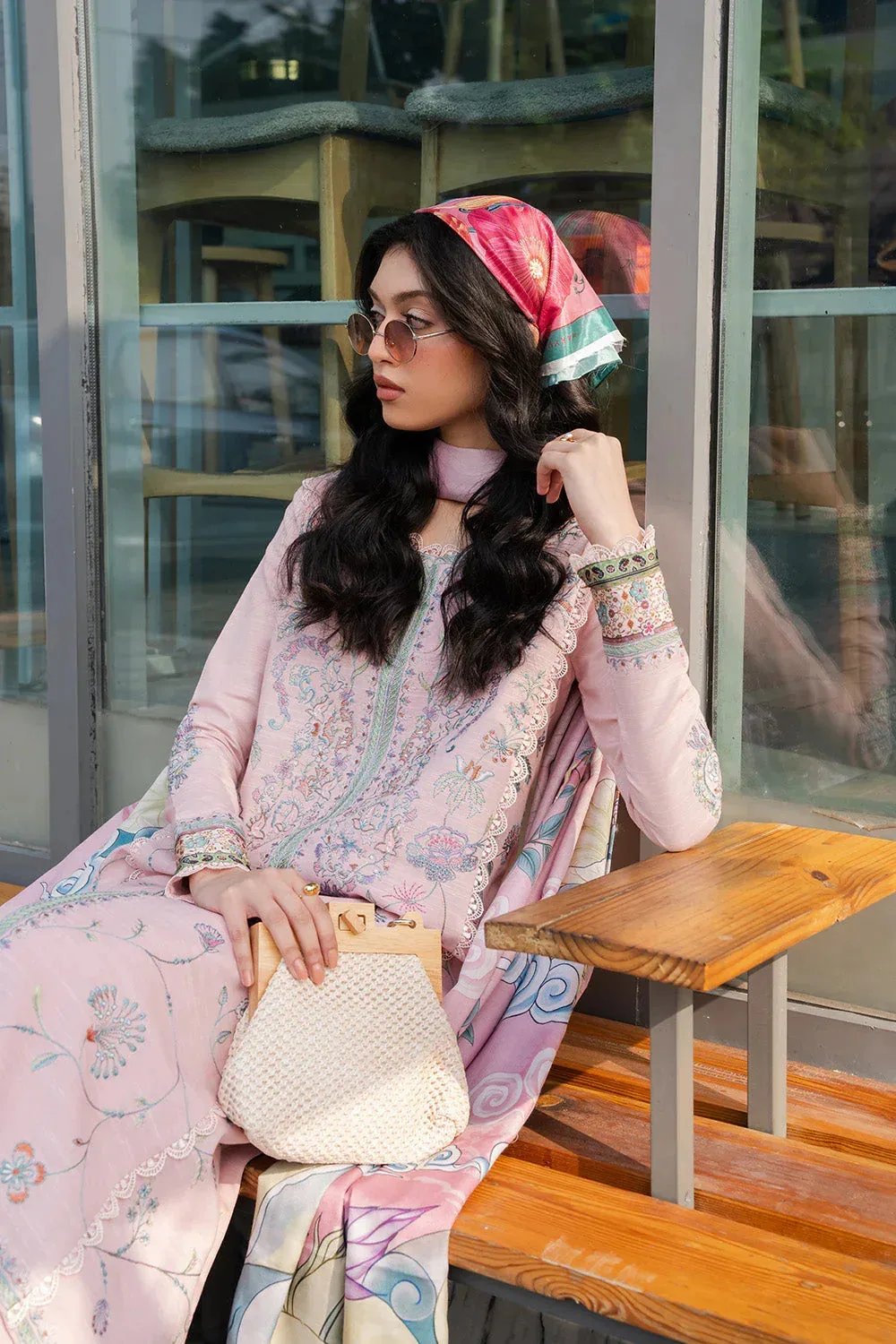 Maryum N Maria Latte Layers Pret Pink Khaddar – view 4 – Poshaq