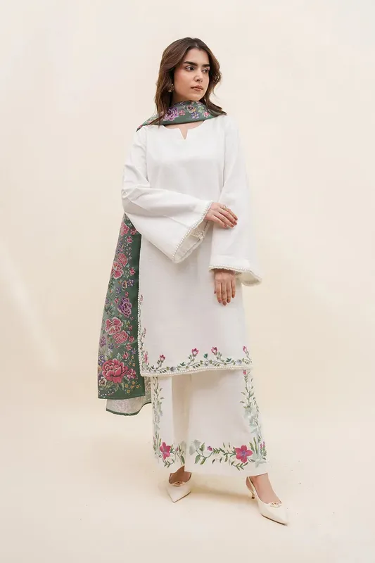 Maryum N Maria Latte Layers Pret White Khaddar – view 1 – Poshaq