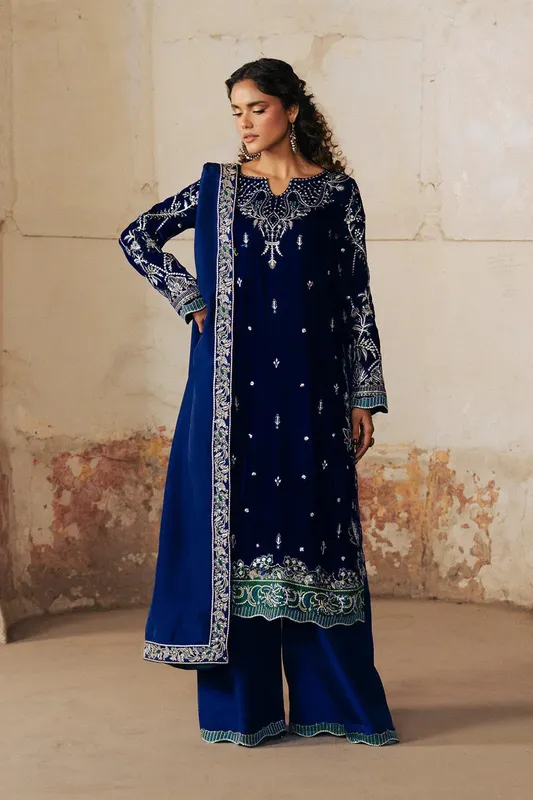 Maryum N Maria Gulshan e Makhmal Dark Blue Velvet – view 1 – Poshaq