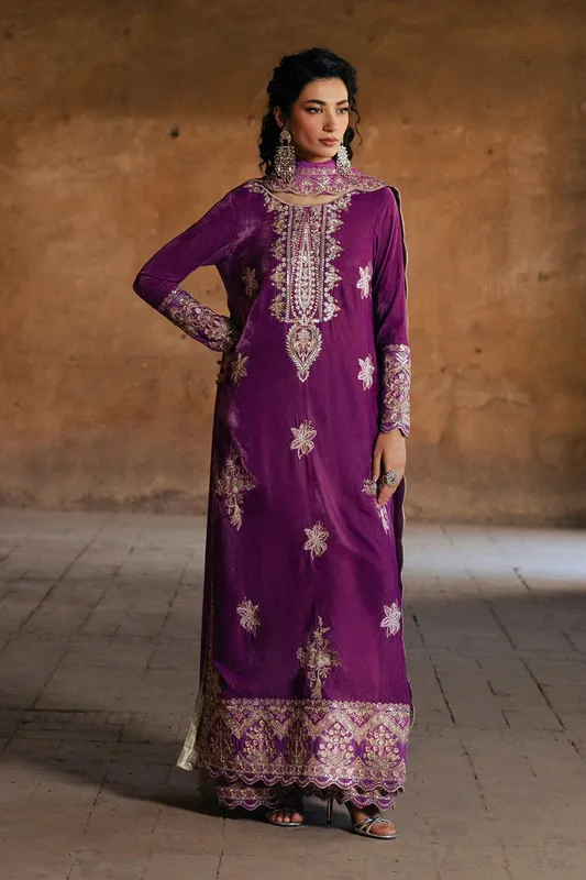 Maryum N Maria Gulshan e Makhmal Plum Velvet – view 1 – Poshaq