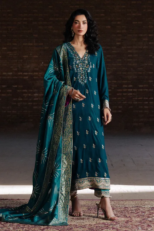 Maryum N Maria Gulshan e Makhmal Teal Blue Velvet – view 1 – Poshaq