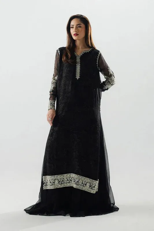 Maryum N Maria Noura Luxe Pret Black Georgette – view 1 – Poshaq