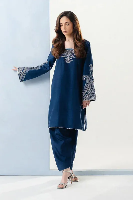 Maryum N Maria Noura Luxe Pret Regal Blue Silk – view 1 – Poshaq