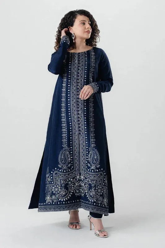 Maryum N Maria Noura Luxe Pret Midnight Blue Silk – view 1 – Poshaq