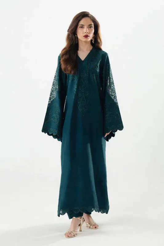 Maryum N Maria Noura Luxe Pret Deep Teal Organza – view 1 – Poshaq