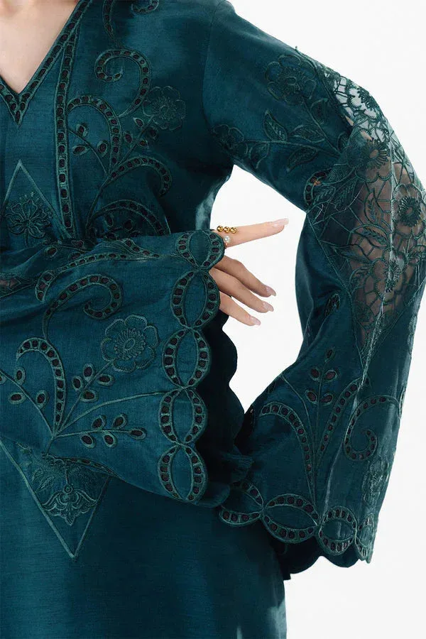 Maryum N Maria Noura Luxe Pret Deep Teal Organza – view 5 – Poshaq