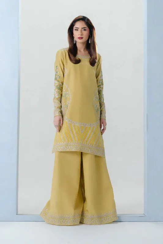 Maryum N Maria Noura Luxe Pret Pale Yellow Organza – view 1 – Poshaq
