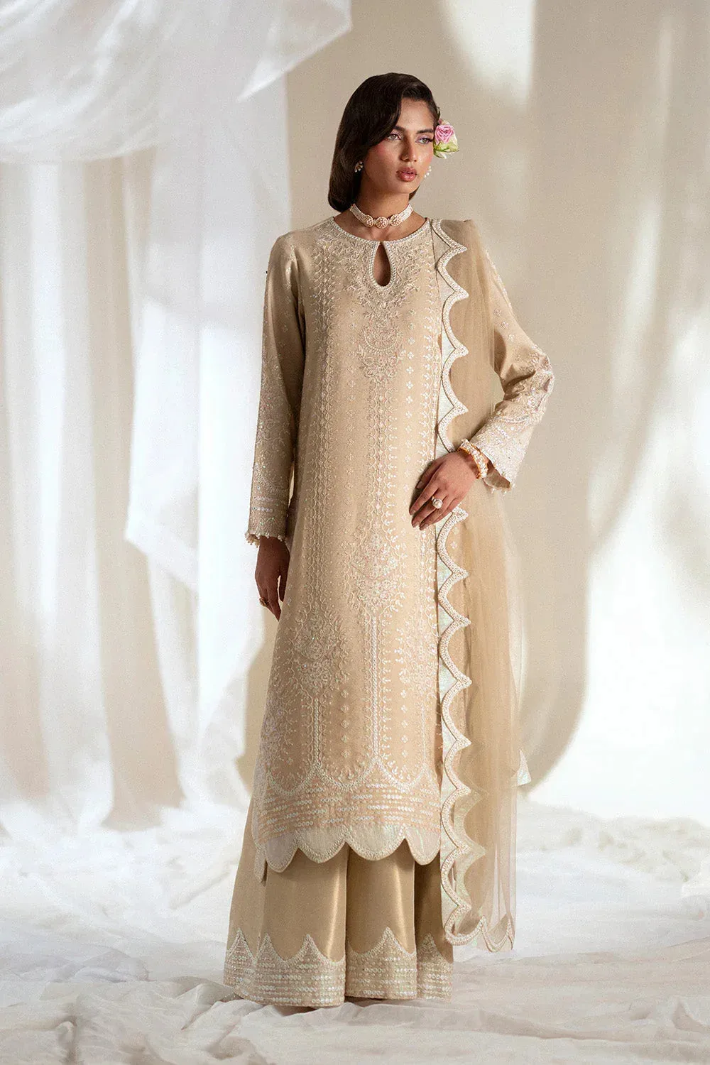 Maryum N Maria Musawir Formals Silver Gold Organza – view 1 – Poshaq