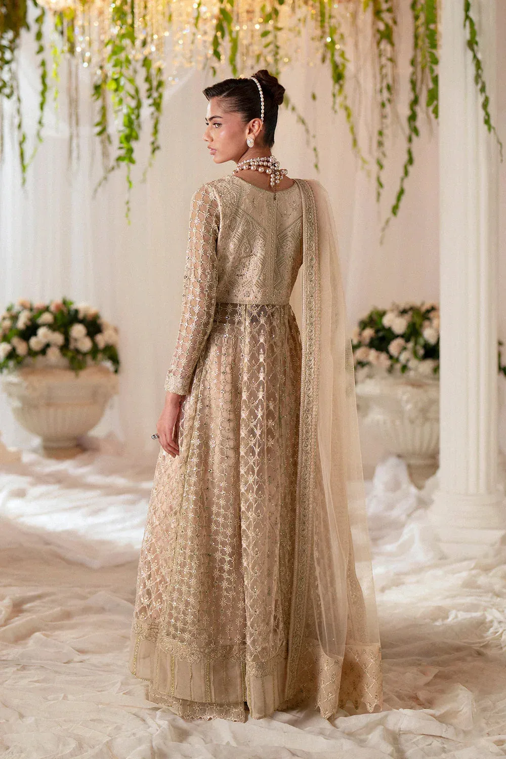 Maryum N Maria Musawir Formals Silver Gold Net – view 2 – Poshaq