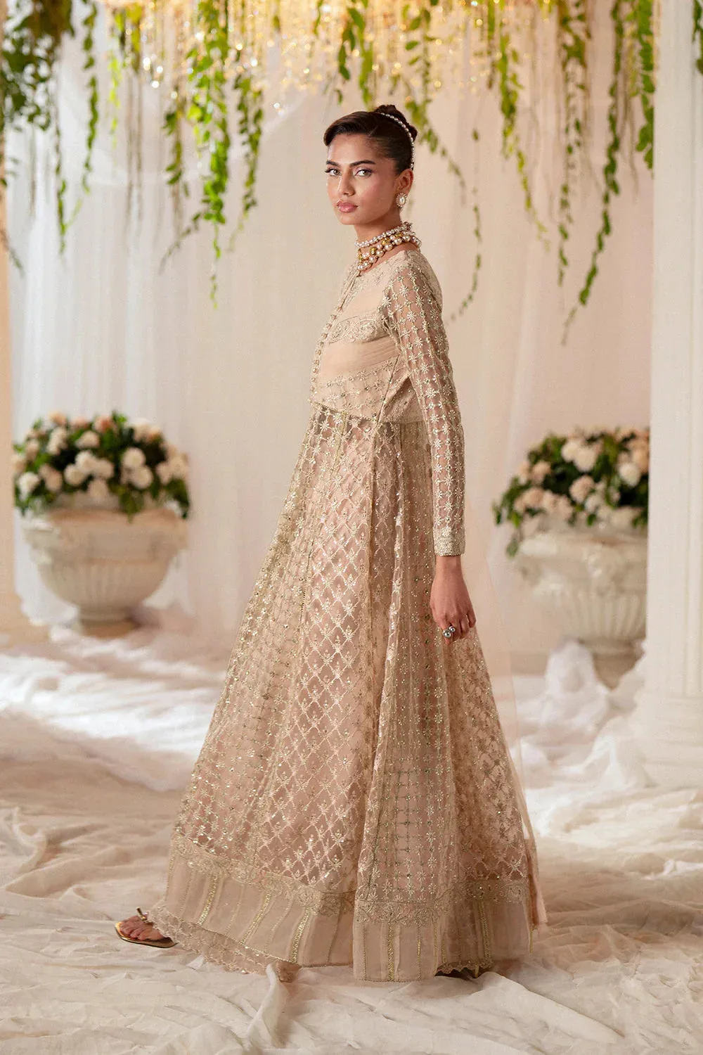 Maryum N Maria Musawir Formals Silver Gold Net – view 3 – Poshaq