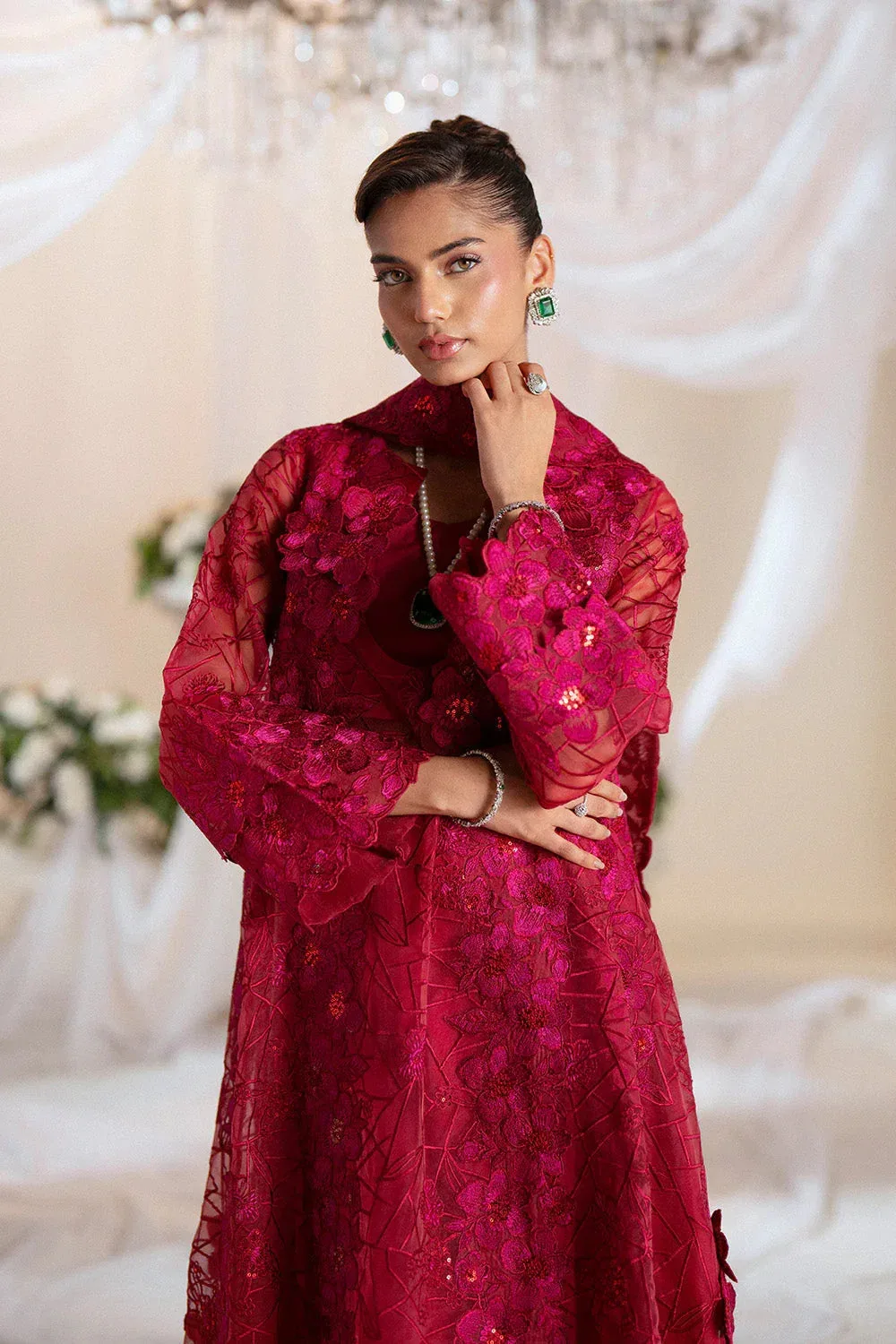 Maryum N Maria Musawir Formals Red Organza – view 4 – Poshaq