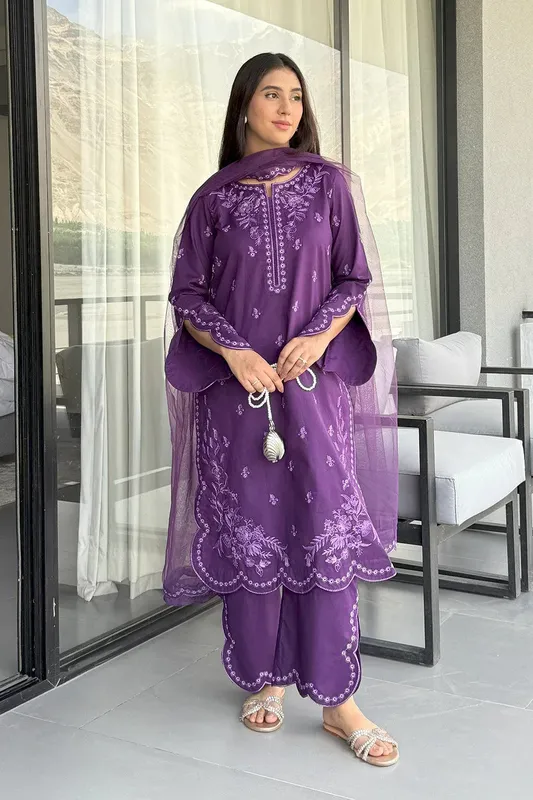 Maryum N Maria Vasl Pret Purple Cambric – view 1 – Poshaq