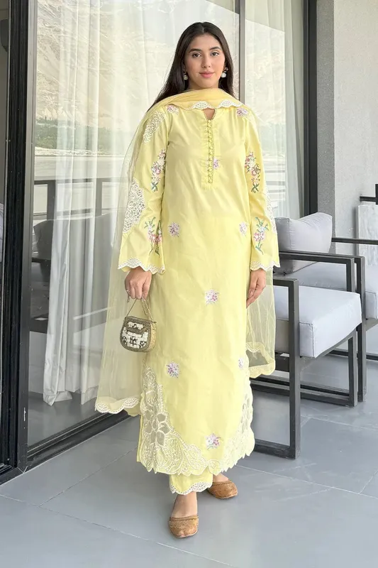 Maryum N Maria Vasl Pret Pastel Yellow Cambric – view 1 – Poshaq
