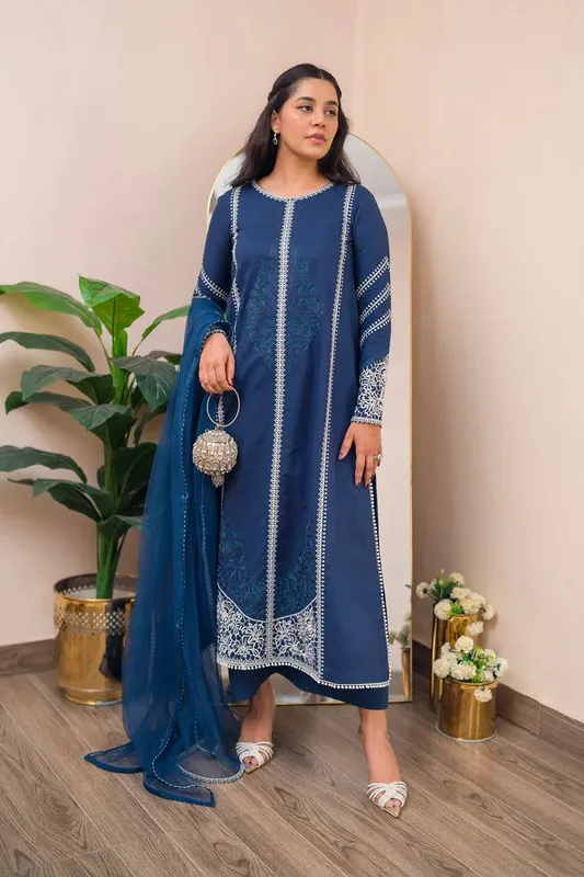 Maryum N Maria Vasl Pret Navy Cambric – view 1 – Poshaq