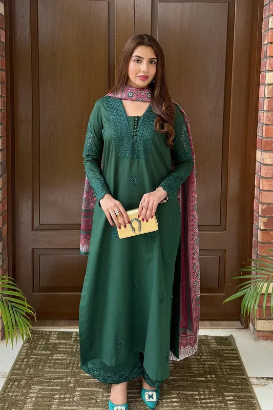 Maryum N Maria Vasl Pret Deep Olive Green Cambric – view 1 – Poshaq