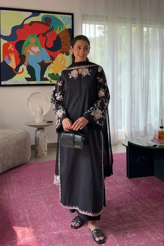 Maryum N Maria Vasl Pret Black Chiffon – view 1 – Poshaq