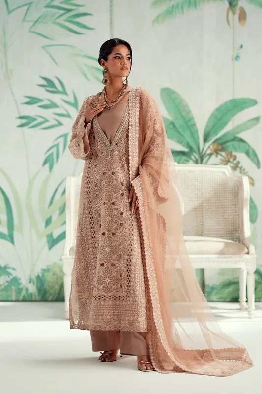 Maryum N Maria Mushal Formals Brownish Pink Organza – view 1 – Poshaq