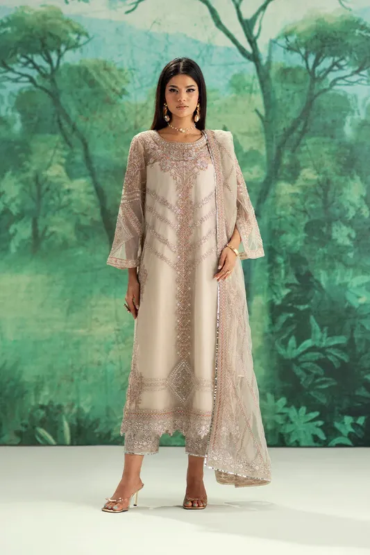Maryum N Maria Mushal Formals Silver Organza – view 1 – Poshaq