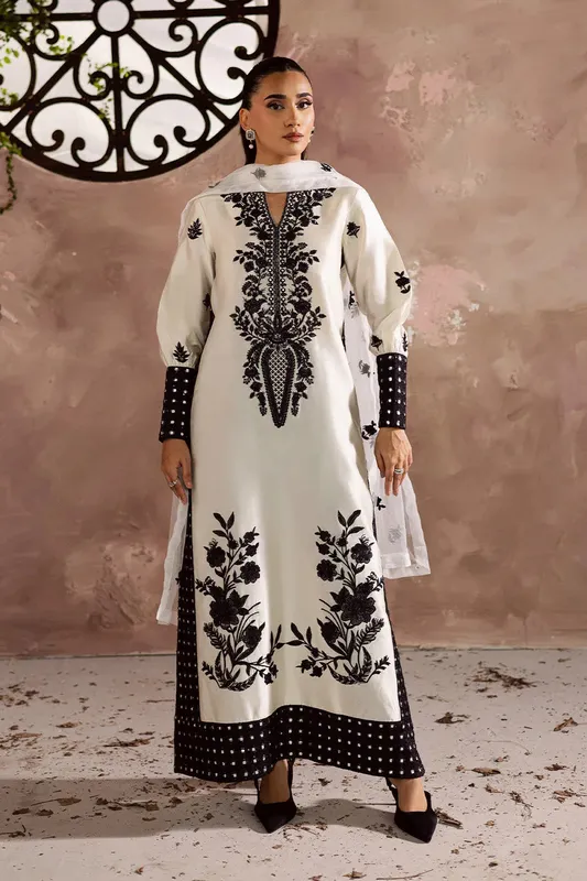 Maryum N Maria Zarq Festive Ivory Silk – view 1 – Poshaq