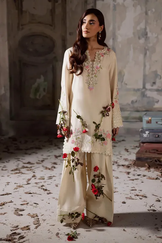 Maryum N Maria Zarq Festive Ivory Organza – view 1 – Poshaq