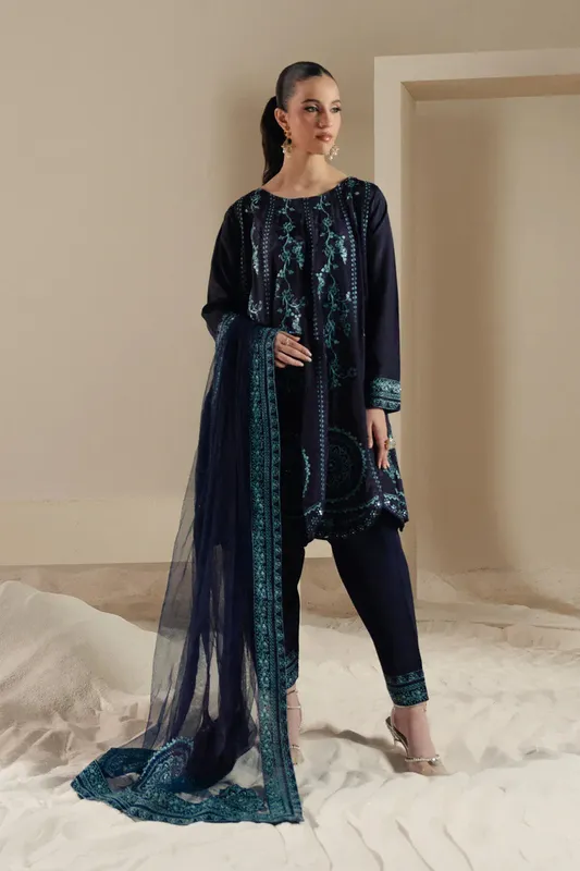 Maryum N Maria Lyla Pret Deep Blue Silk – view 1 – Poshaq