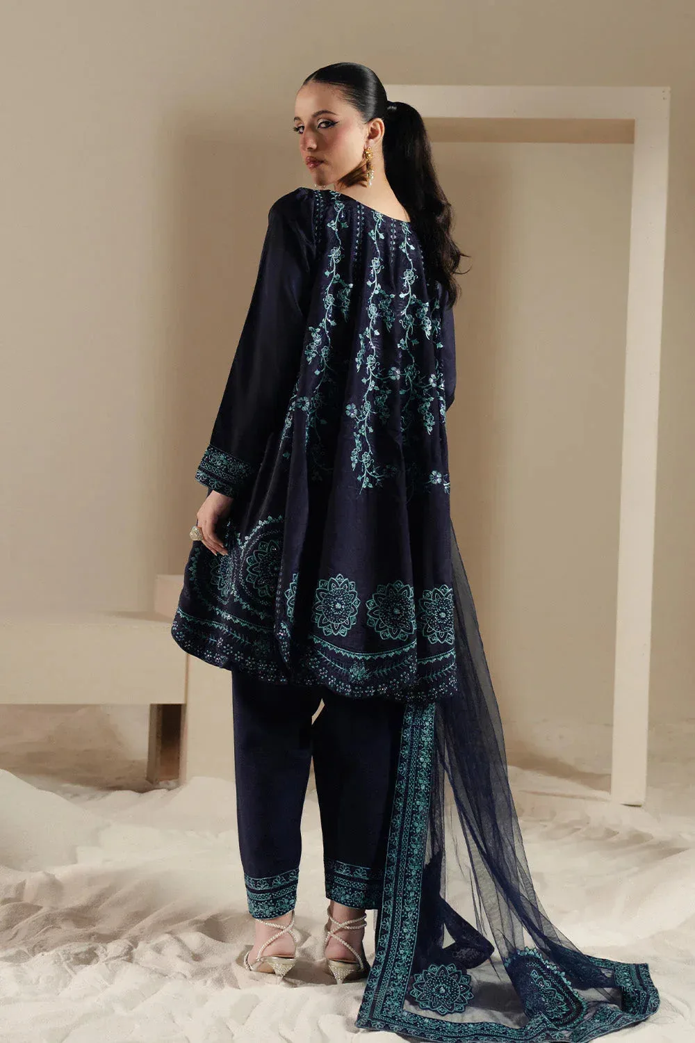 Maryum N Maria Lyla Pret Deep Blue Silk – view 2 – Poshaq