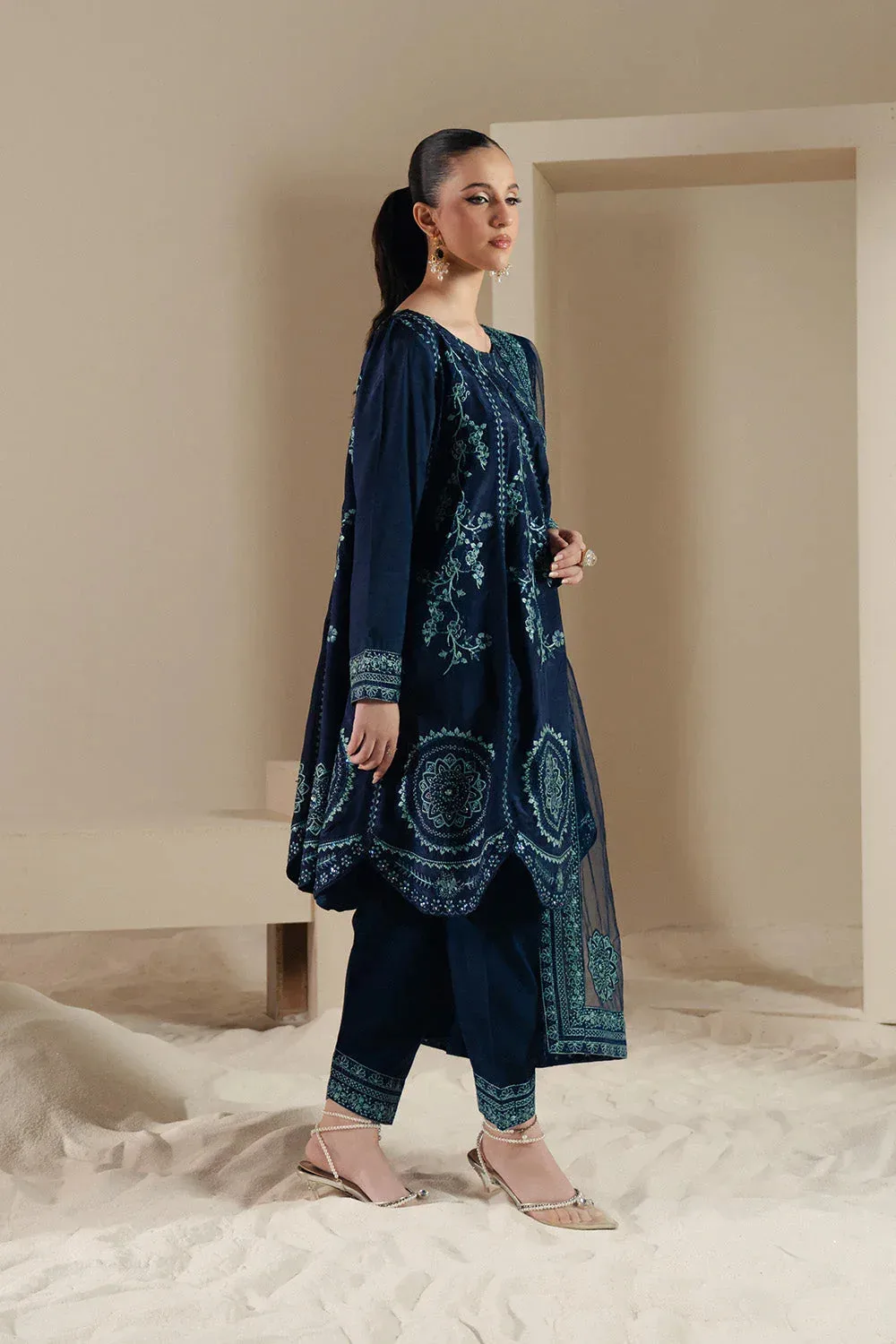 Maryum N Maria Lyla Pret Deep Blue Silk – view 3 – Poshaq