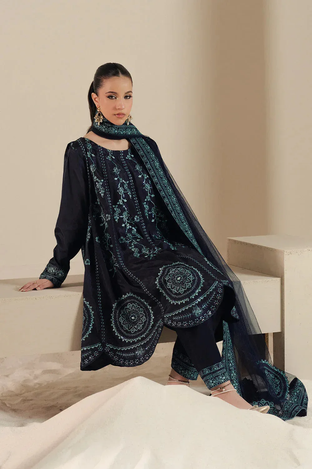 Maryum N Maria Lyla Pret Deep Blue Silk – view 5 – Poshaq