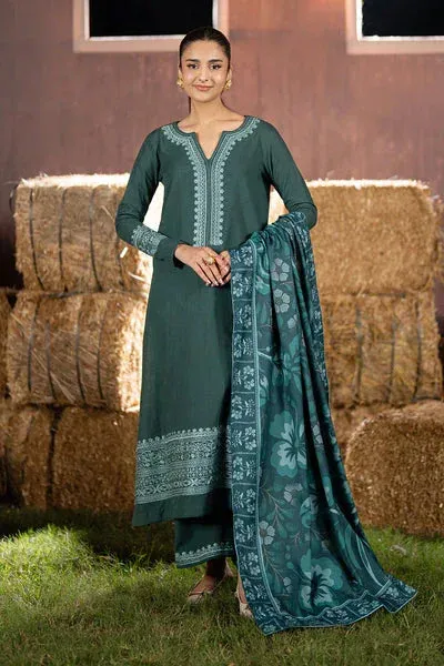 Maryum N Maria Cosy Crew Winter Pret 25 Teal Green Khaddar – view 1 – Poshaq