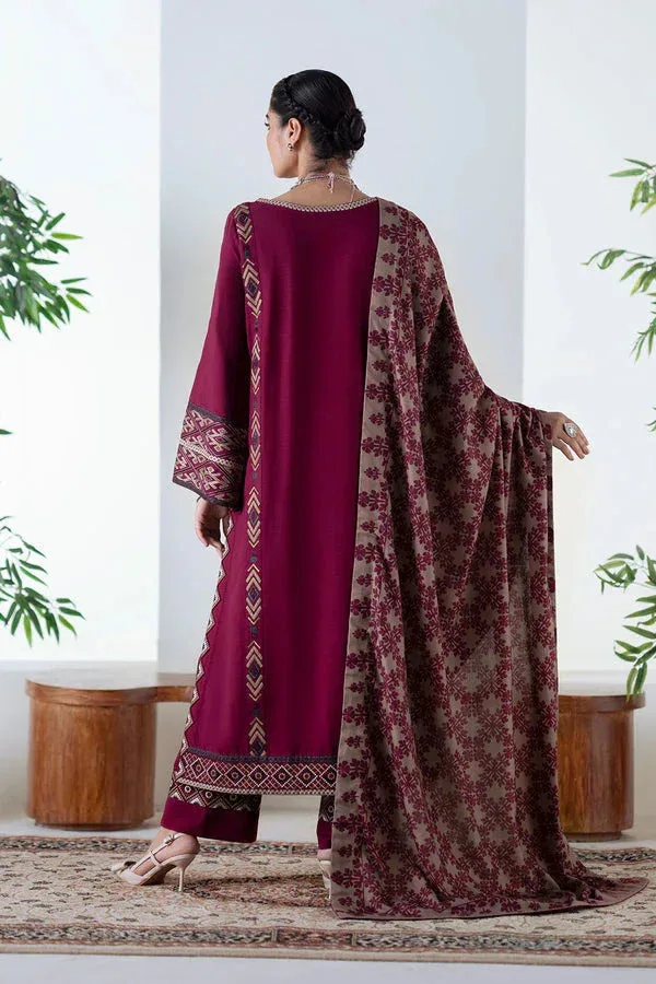 Maryum N Maria Noore Winters 25 Maroon Khaddar – view 2 – Poshaq