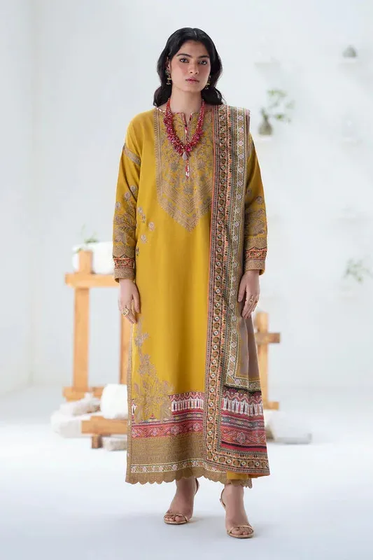Maryum N Maria Noore Winters 25 Mustard Yellow Khaddar – view 1 – Poshaq