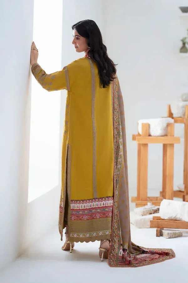 Maryum N Maria Noore Winters 25 Mustard Yellow Khaddar – view 2 – Poshaq