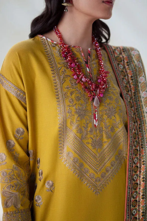 Maryum N Maria Noore Winters 25 Mustard Yellow Khaddar – view 4 – Poshaq