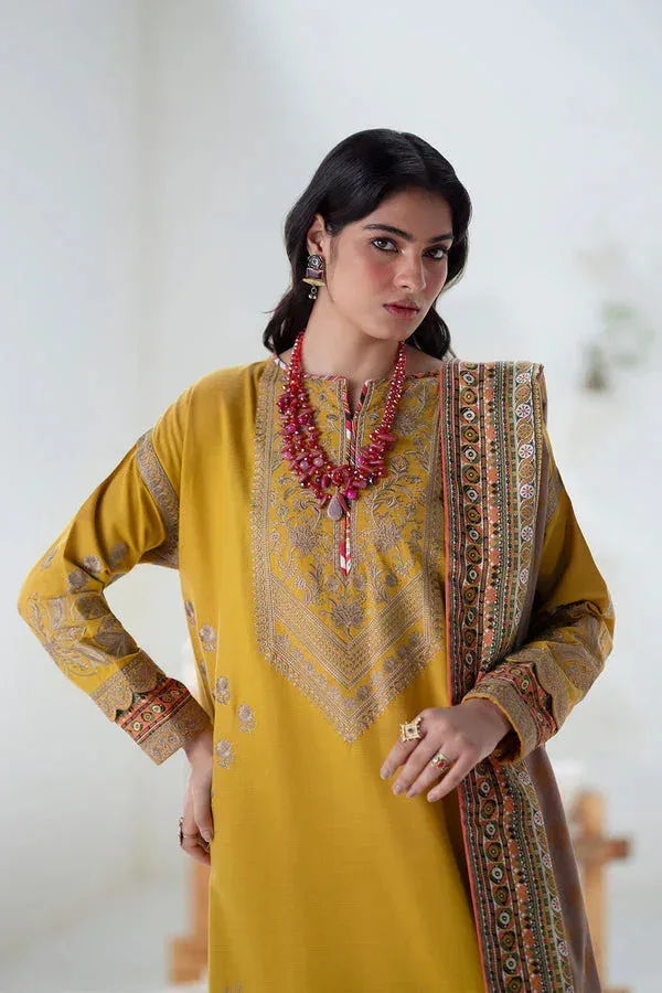 Maryum N Maria Noore Winters 25 Mustard Yellow Khaddar – view 5 – Poshaq