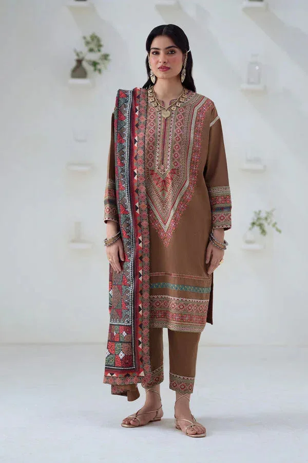 Maryum N Maria Noore Winters 25 Brown Khaddar – view 1 – Poshaq