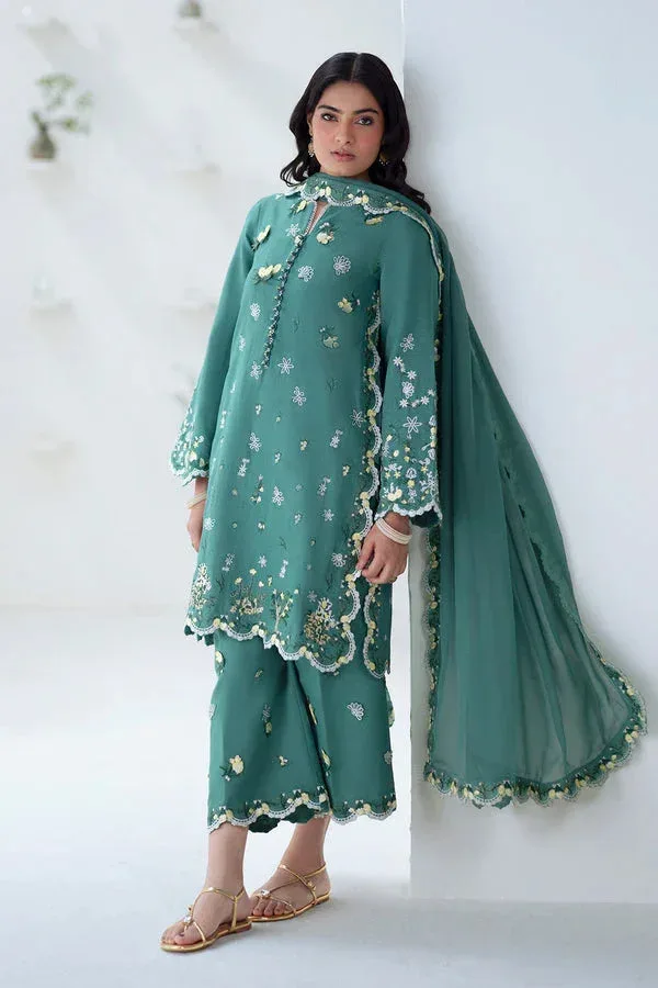 Maryum N Maria Noore Winters 25 Green Blue Organza – view 3 – Poshaq