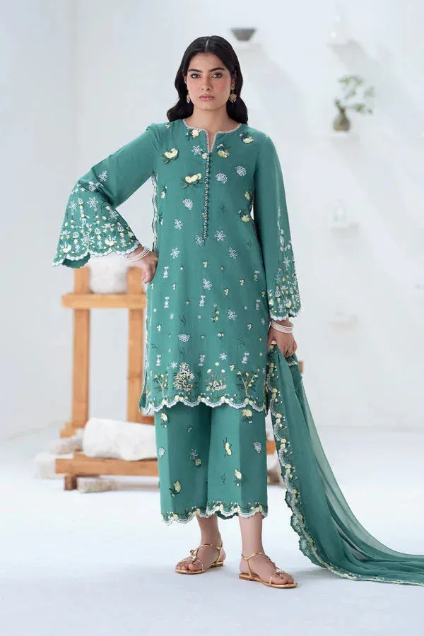 Maryum N Maria Noore Winters 25 Green Blue Organza – view 4 – Poshaq