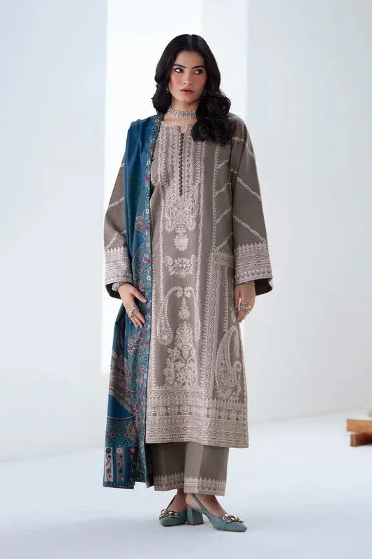 Maryum N Maria Noore Winters 25 Taupe Khaddar – view 1 – Poshaq