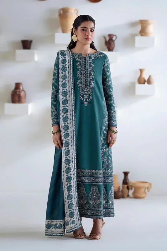 Maryum N Maria Noore Winters 25 Sea Green Khaddar – view 1 – Poshaq