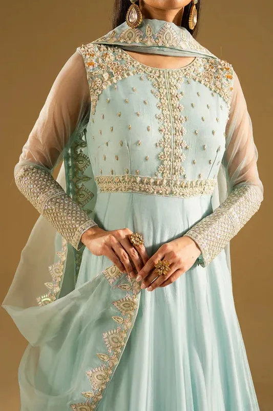 Maryum N Maria Mysha Wedding Formals Light Blue Organza – view 1 – Poshaq
