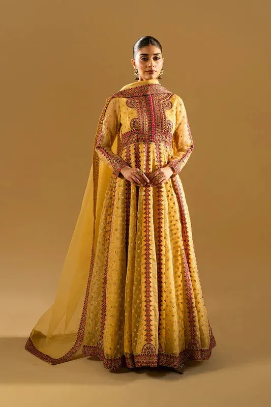 Maryum N Maria Mysha Wedding Formals Mist Yellow Organza – view 1 – Poshaq