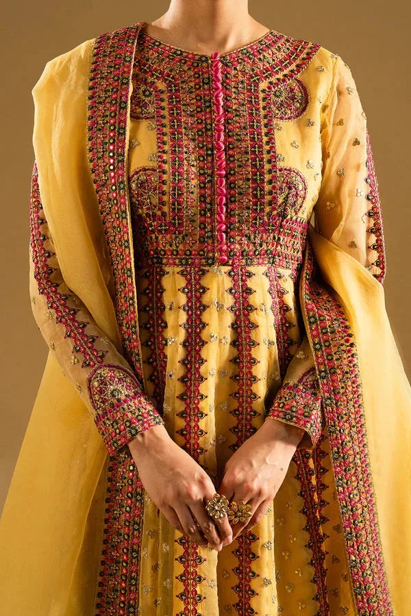 Maryum N Maria Mysha Wedding Formals Mist Yellow Organza – view 3 – Poshaq