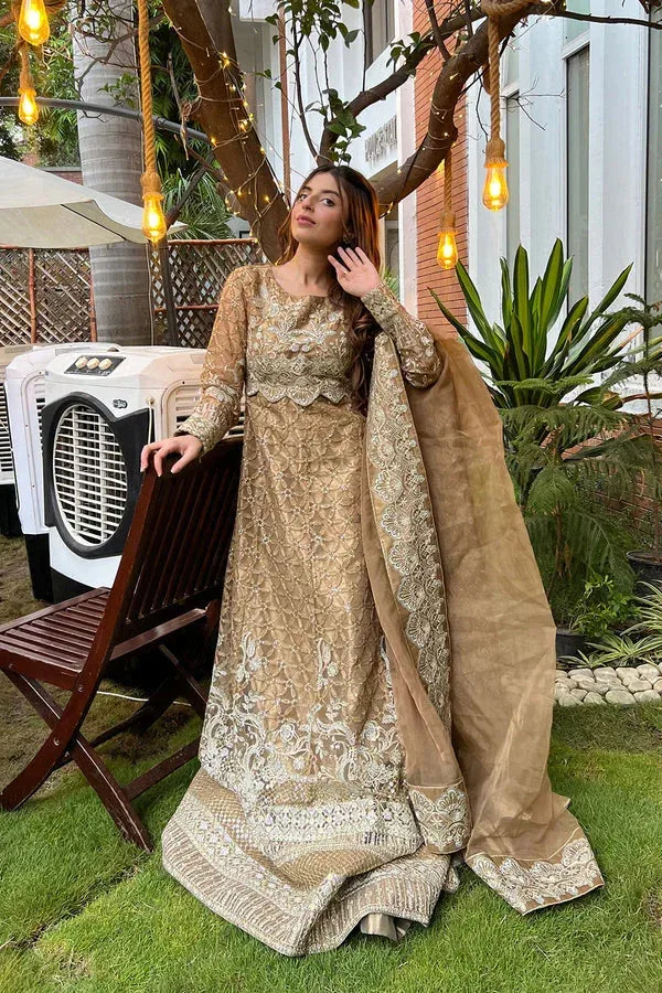 Maryum N Maria Amani Formals Mustard Brown Organza – view 4 – Poshaq