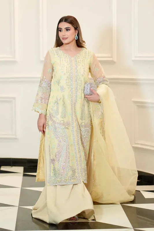 Maryum N Maria Amani Formals Lemon Yellow Organza – view 1 – Poshaq