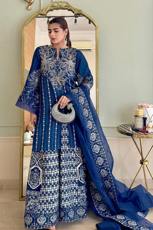 Maryum N Maria Amani Formals Blue Organza – view 1 – Poshaq