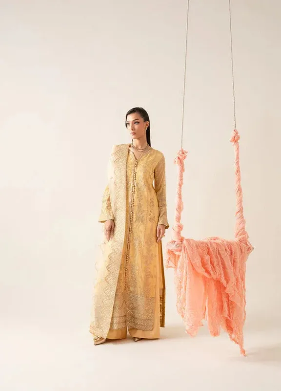 Maryum N Maria Zaib Luxury Pastel Yellow Organza – view 1 – Poshaq