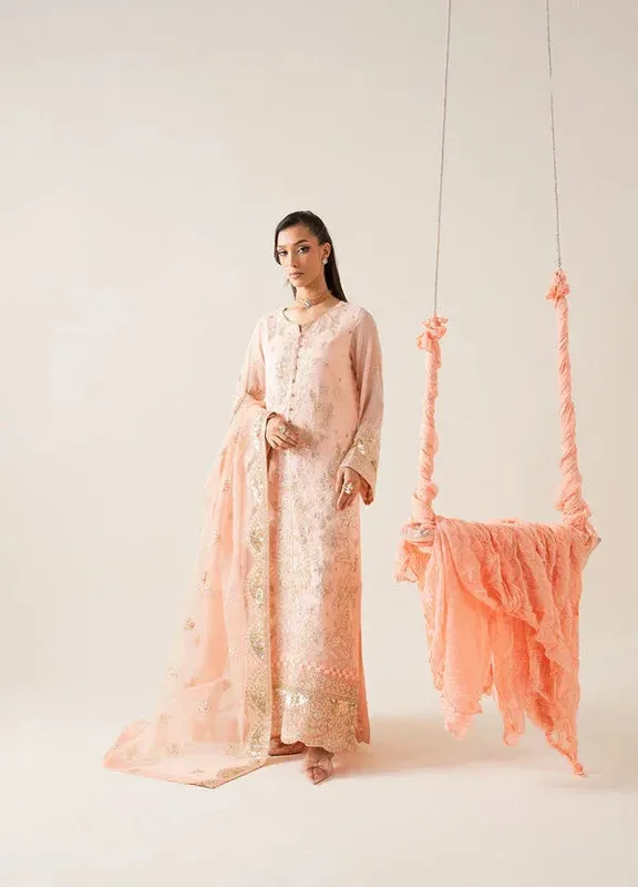 Maryum N Maria Zaib Luxury Peach Organza – view 1 – Poshaq